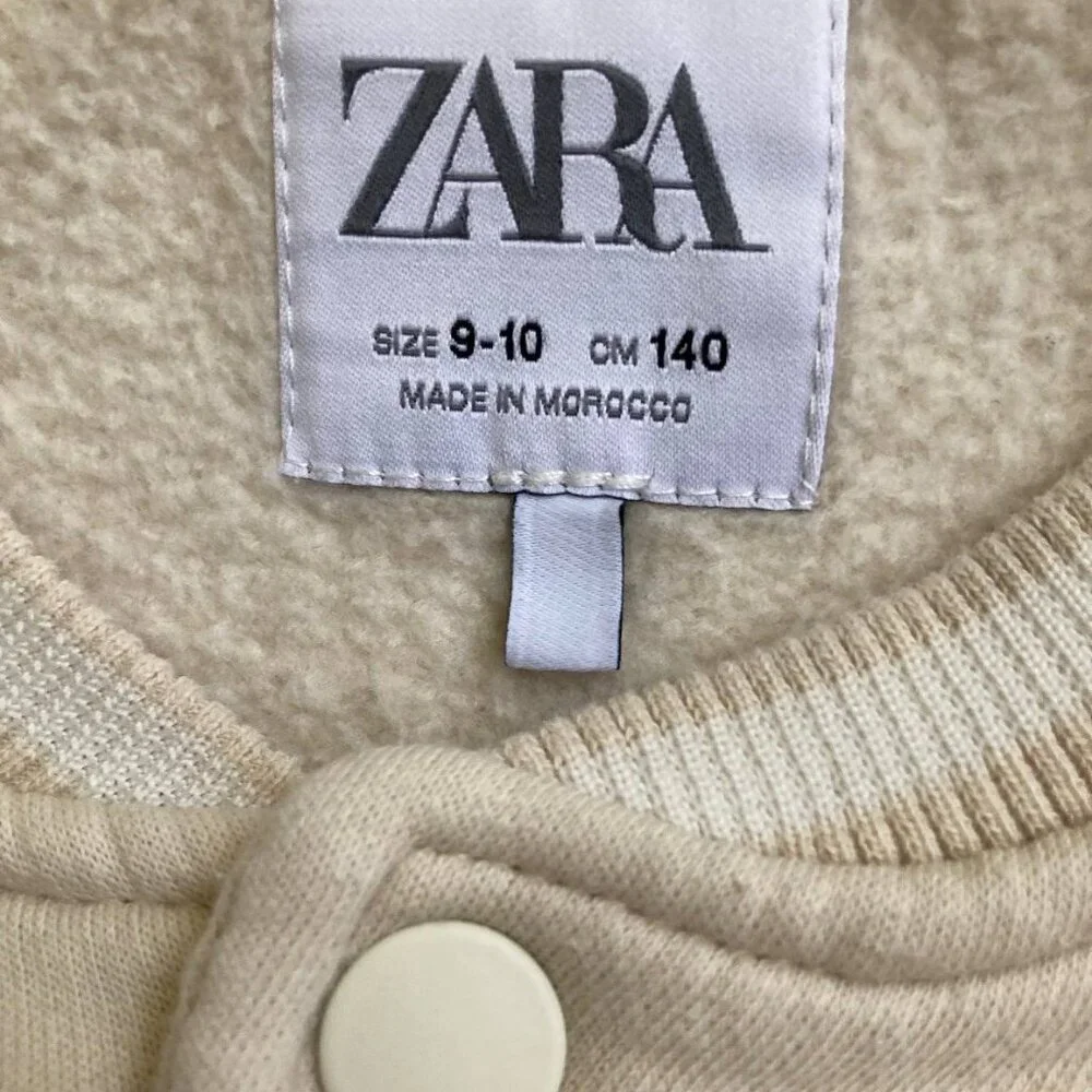 ZARA Girl’s Stylish Preppy Bomber Jacket in Off White - Size 9-10YO